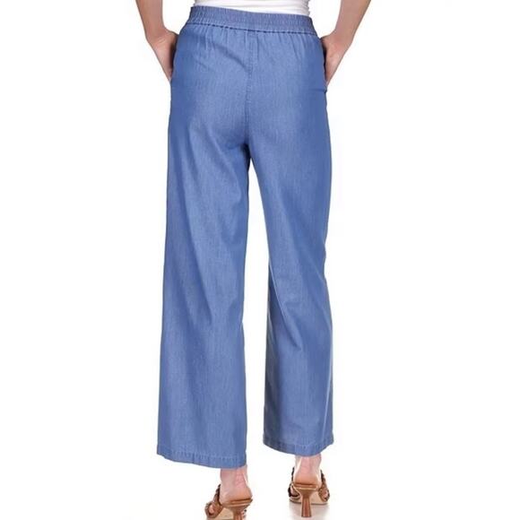 MICHAEL Michael Kors Chambray Wide Leg Pants new size 2 Flowy for Summer - Picture 4 of 16